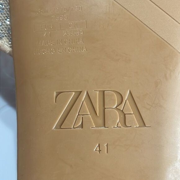 (S1) Zara Rhinestone Flat Sandals Size 10 - Picture 3 of 11